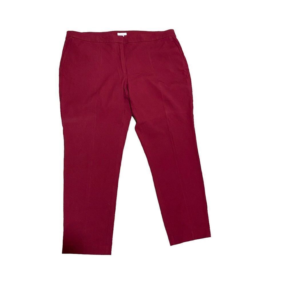 J Jill Premium Bi Stretch Cropped Red Career Mid Rise Chino Pants Size 18